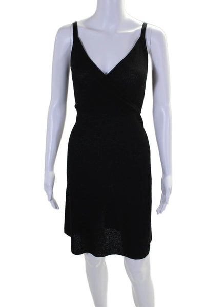 Eileen Fisher Womens Wool Sleeveless V Neck A Line Dress Black Size PP