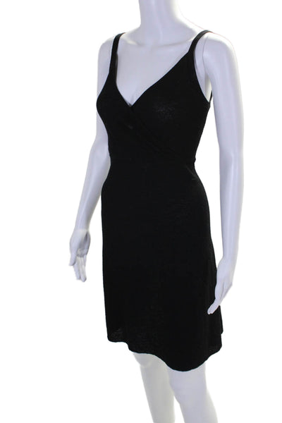 Eileen Fisher Womens Wool Sleeveless V Neck A Line Dress Black Size PP