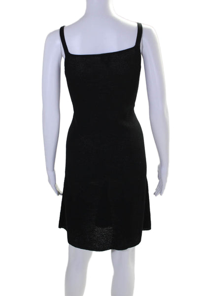 Eileen Fisher Womens Wool Sleeveless V Neck A Line Dress Black Size PP