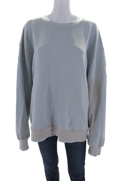 Cotton Citizen Womens Pullover Scoop Neck Oversized Sweatshirt Blue Size Large