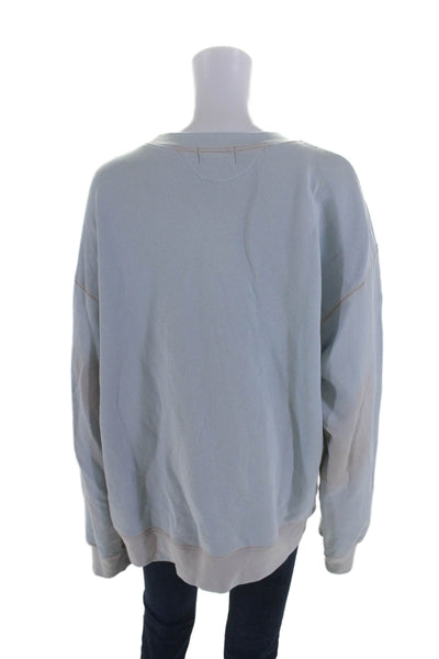 Cotton Citizen Womens Pullover Scoop Neck Oversized Sweatshirt Blue Size Large