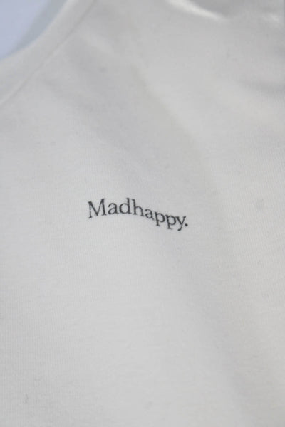 Madhappy Womens Scoop Neck Logo Cropped Tank Top White Cotton Size Medium