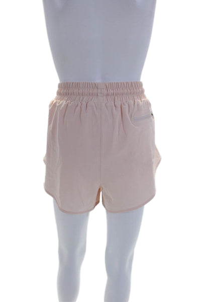 PE Nation Womens Mid Rise Drawstring Logo Short Shorts Pink Size Large