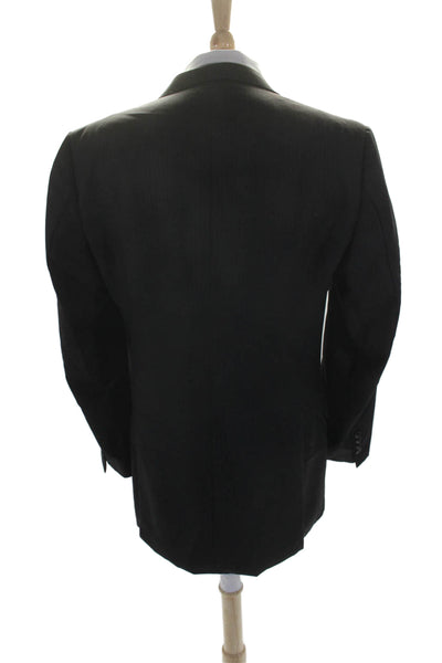 Z Zegna Mens Wool Black Striped Three Button Long Sleeve Blazer Size 54