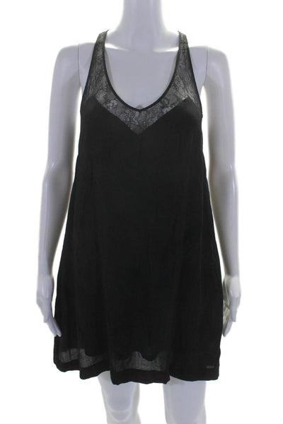 Maje Womens Black Lace Trim V-neck Sleeveless A-Line Dress Size 1