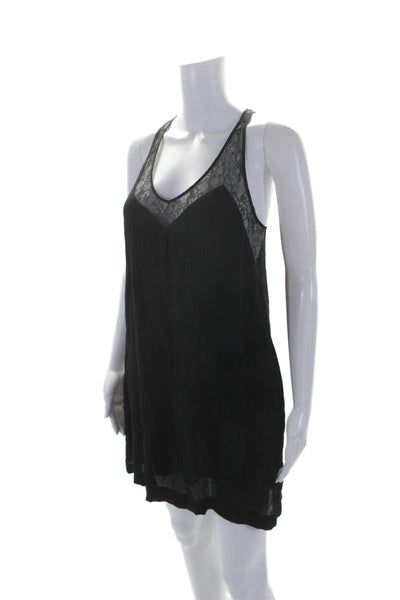 Maje Womens Black Lace Trim V-neck Sleeveless A-Line Dress Size 1