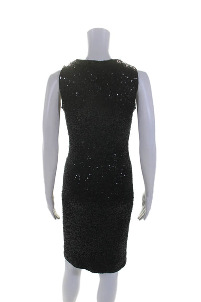 Donna Karan New York Womens Black Sequins Detail Scoop Neck Shift Dress Size M