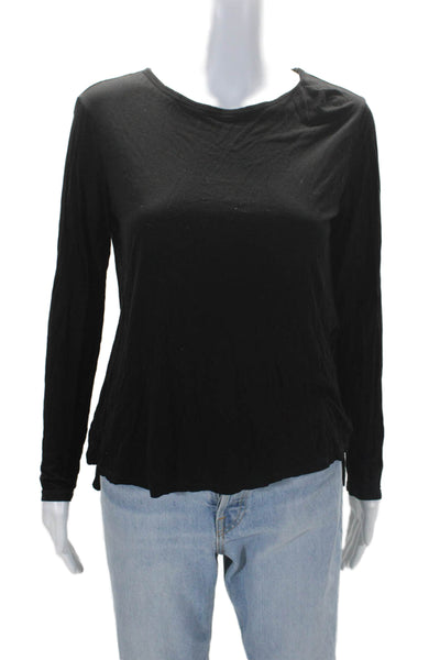 Theory Womens Long Sleeves Pullover Aller Drapey Tee Shirt Black Size Small