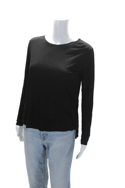 Theory Womens Long Sleeves Pullover Aller Drapey Tee Shirt Black Size Small