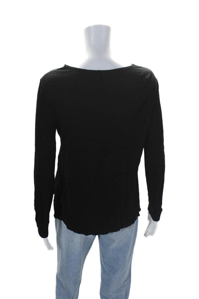 Theory Womens Long Sleeves Pullover Aller Drapey Tee Shirt Black Size Small