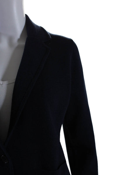 J Crew Womens Single Button Notched Lapel Knit Blazer Jacket Blue Cotton Small