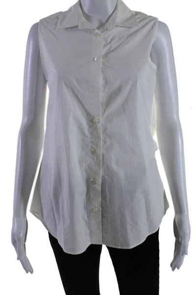 Derek Lam 10 Crosby Womens Button Front Sleeveless Collared Shirt White Size 6