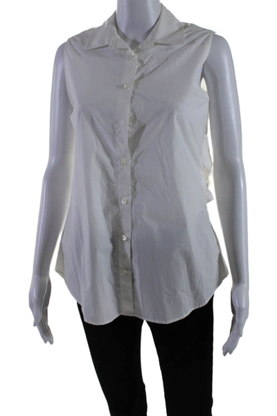 Derek Lam 10 Crosby Womens Button Front Sleeveless Collared Shirt White Size 6