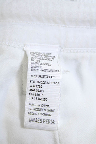 Standard James Perse Womens Drawstring Knit Pants White Cotton Size 2