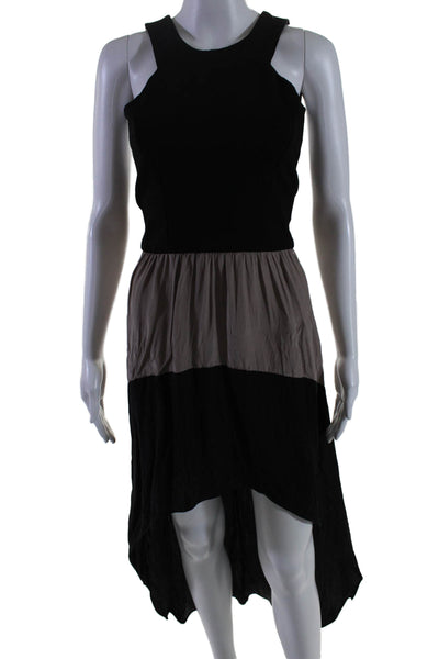 Parker Womens Back Zip Sleeveless Halter High Low Dress Black Brown Size XS