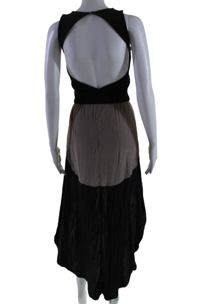 Parker Womens Back Zip Sleeveless Halter High Low Dress Black Brown Size XS