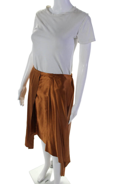 Elizabeth and James Women's Elastic Waist Asymmetrical Midi Skirt Bronze Size 4