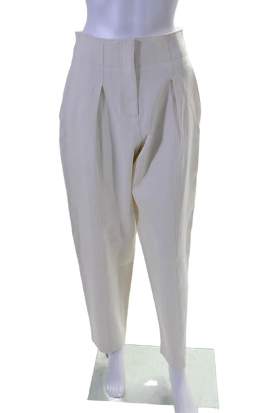 Derek Lam Womens High Waist Pleated Tapered Leg Trousers White Size 4