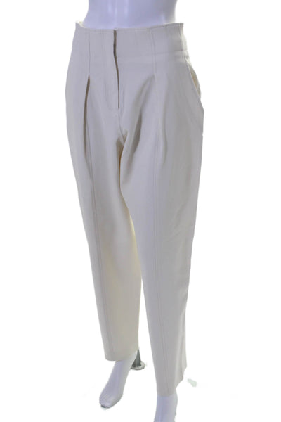 Derek Lam Womens High Waist Pleated Tapered Leg Trousers White Size 4