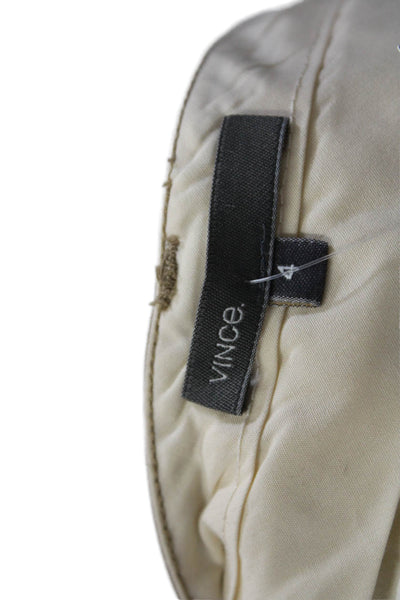 Vince Womens Flat Zip Front Tapered Leg Khaki Pants Beige Size 4 US