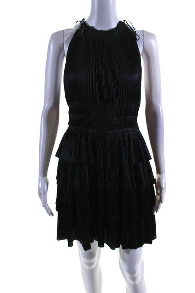 Ulla Johnson Womens Accordion Pleat Sleeveless Tiered A Line Dress Black Size 6