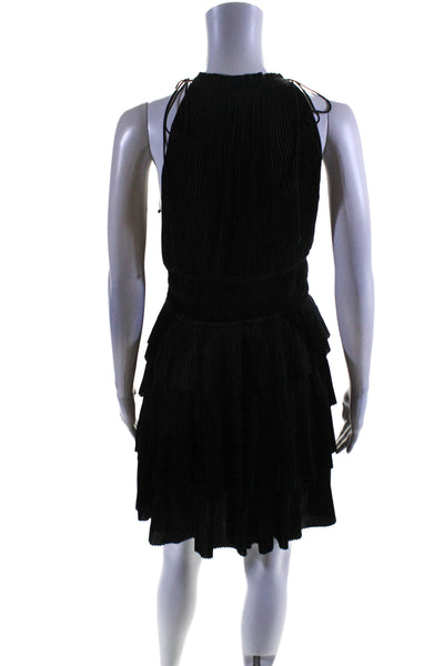 Ulla Johnson Womens Accordion Pleat Sleeveless Tiered A Line Dress Black Size 6