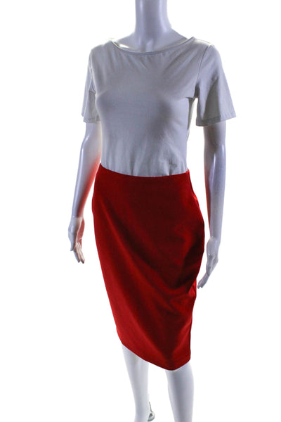 Likely Women's Zip Closure Fitted A-Line Slit Hem Midi Skirt Red Size 4