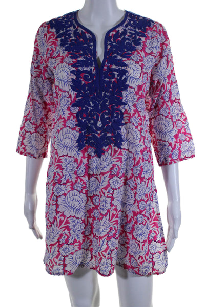 Roberta Roller Rabbit Womens Floral Print Dress Pink Blue Size Extra Small