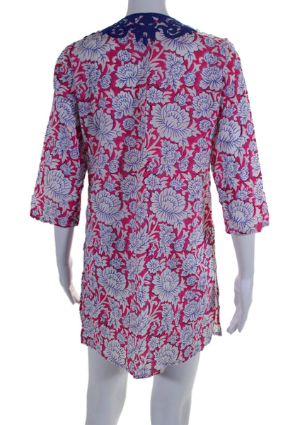 Roberta Roller Rabbit Womens Floral Print Dress Pink Blue Size Extra Small