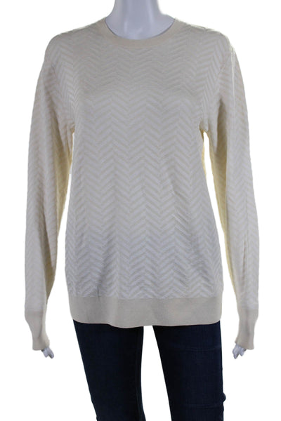 Theory Womens Long Sleeves Hannalor Evian Stretch Sweater White Wool Size Small