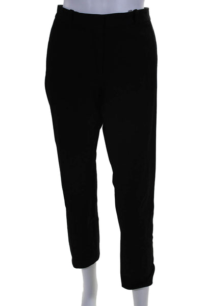 Joseph Womens Flat Zip Front Tapered Leg Casual Pants Black Size 42