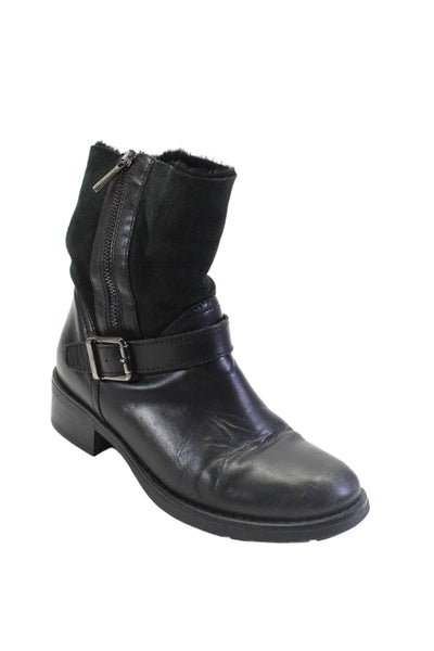 Aquatalia By Marvin K Womens Leather Zip Up Belted Ankle Boots Black Size 6