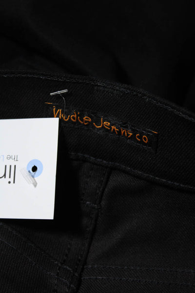 Nudie Jeans Co Mens Cotton Full Button Closure Straight Jeans Black Size 30