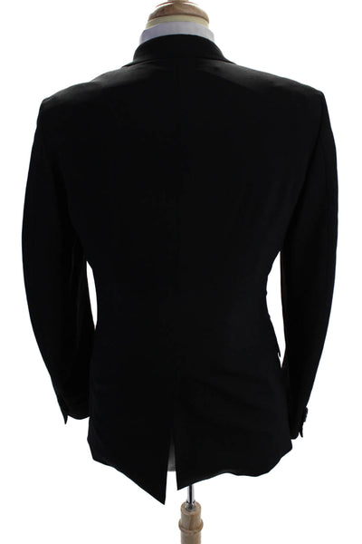 Theory Mens Wool Notch Collar Long Sleeve Button Up Suit Jacket Black Size 38R