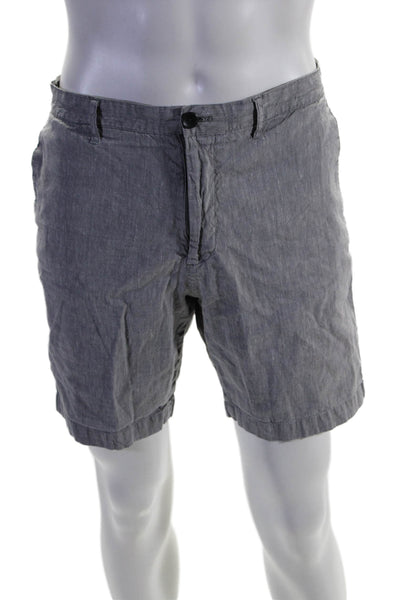 Theory Mens Linen Blend Four Pocket Button Closure Chino Shorts Gray Size 36