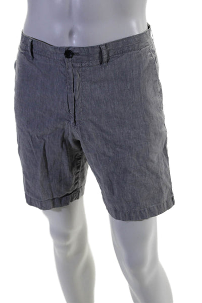 Theory Mens Linen Blend Four Pocket Button Closure Chino Shorts Gray Size 36