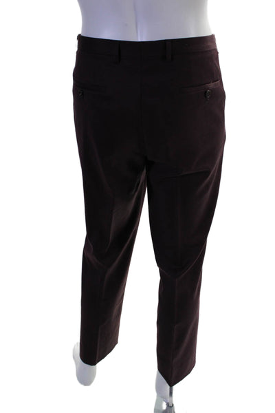 Boss Hugo Boss Mens Wool Four Pocket Flat Front Dress Pants Burgundy Size 34R