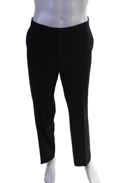 Boss Hugo Boss Mens Wool Blend Four Pocket Flat Front Dress Pants Gray Size 36R