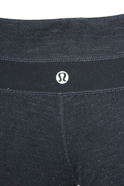 Lululemon Womens Striped Mid Rise Pull On Flare Leg Leggings Black Size 4