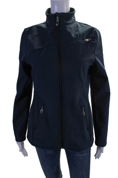 Spyder Womens Textured Full Zip Collar Fitted Lined Jacket Navy Blue Size S