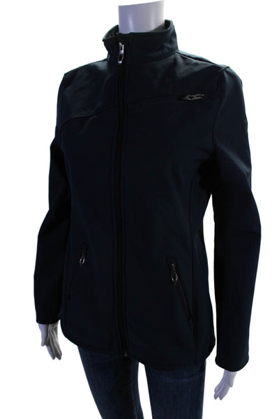 Spyder Womens Textured Full Zip Collar Fitted Lined Jacket Navy Blue Size S