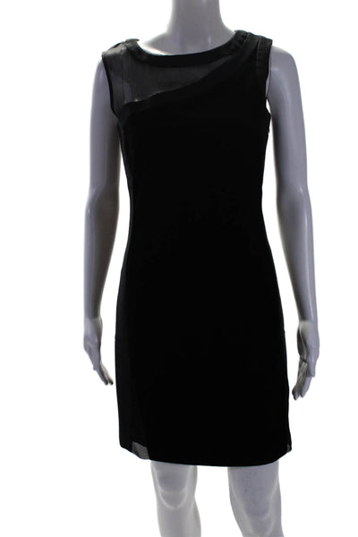 Reiss Womens Cotton Blend Velvet Sheer Panel Sleeveless Dress Black Size 2