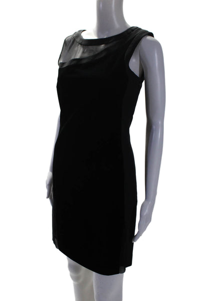 Reiss Womens Cotton Blend Velvet Sheer Panel Sleeveless Dress Black Size 2