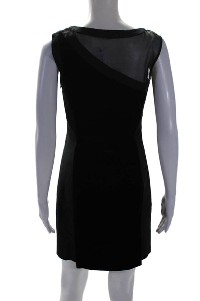 Reiss Womens Cotton Blend Velvet Sheer Panel Sleeveless Dress Black Size 2