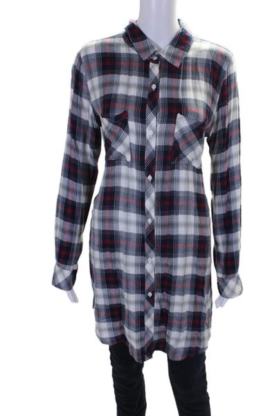 Rails Womens Plaid Button Down Shirt Long Sleeves Dress Red Blue Size Large