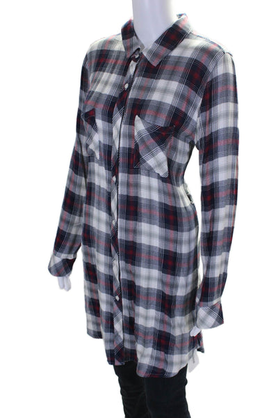 Rails Womens Plaid Button Down Shirt Long Sleeves Dress Red Blue Size Large