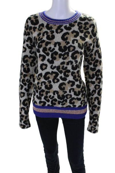 Central Park West Womens Animal Print Sweater Multi Colored Size Medium