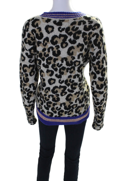 Central Park West Womens Animal Print Sweater Multi Colored Size Medium