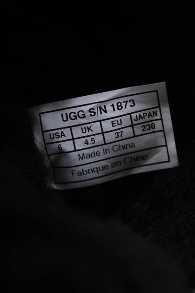 UGG Australia Womens Sheepskin Bailey Button Mid Calf Snow Boots Black 6