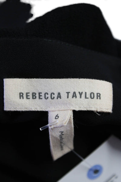 Rebecca Taylor Womens Sleeveless Cut Out Shoulder Ruffle Top Black Size 6